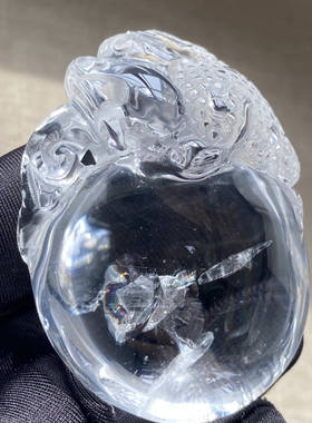 天然水晶包裹体七彩矿石雕刻金蟾吊坠男女款水晶饰品项链一物一图
