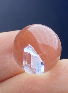 天然水晶包裹体七彩晶中晶吊坠圆珠DIY水晶单珠饰品项链13mm