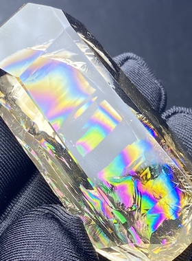 天然黄水晶彩虹吊坠男女款七彩水晶饰品项链一物一图