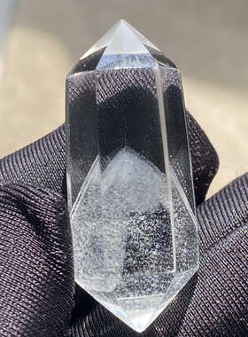 天然水晶白幽灵银山金字塔双尖吊坠裸石男女款幽灵饰品项链