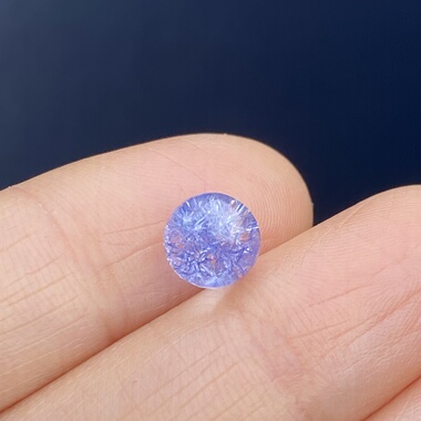 天然水晶蓝发晶吊坠圆珠男女款蓝线石项链饰品单珠7mm可做戒指