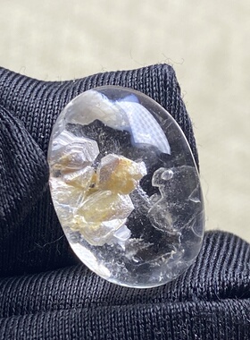 天然水晶包裹体萤石水胆吊坠裸石蛋面DIY水胆矿石饰品可做戒指