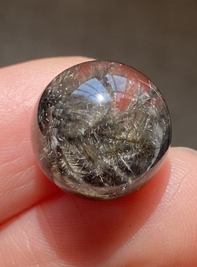 天然水晶银发晶吊坠圆珠DIY发晶单珠饰品项链13mm一物一图