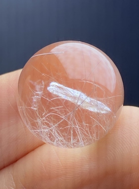 天然水晶包裹体晶中晶发晶共生吊坠圆珠DIY晶中晶单珠饰品16mm