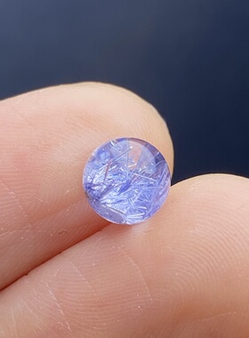 天然水晶蓝发晶吊坠圆珠DIY蓝线石单珠饰品可做戒指6mm一物一图