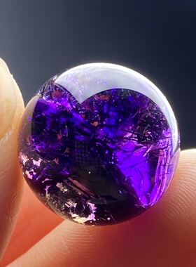 天然水晶紫晶发云母晶中晶银山吊坠圆珠DIY紫发单珠饰品15mm