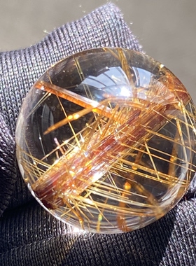 天然水晶包裹体金红石吊坠圆珠DIY水晶单珠饰品项链17mm一物一图