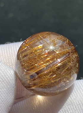 天然水晶铜发晶吊坠圆珠DIY发晶单珠饰品项链15mm一物一图