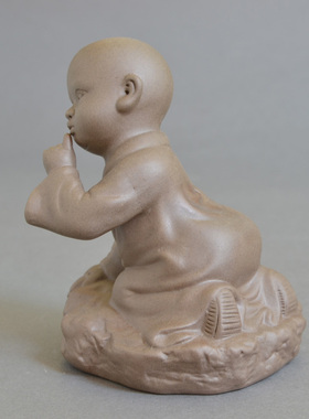 紫砂摆件陶瓷工艺品人物小沙弥