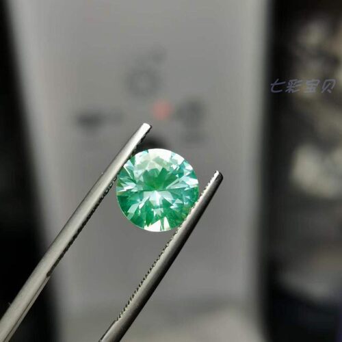 首饰级浅薄荷绿色合成尖晶石 标准圆钻切割 仿钒金绿宝石 仿绿钻 - 图0
