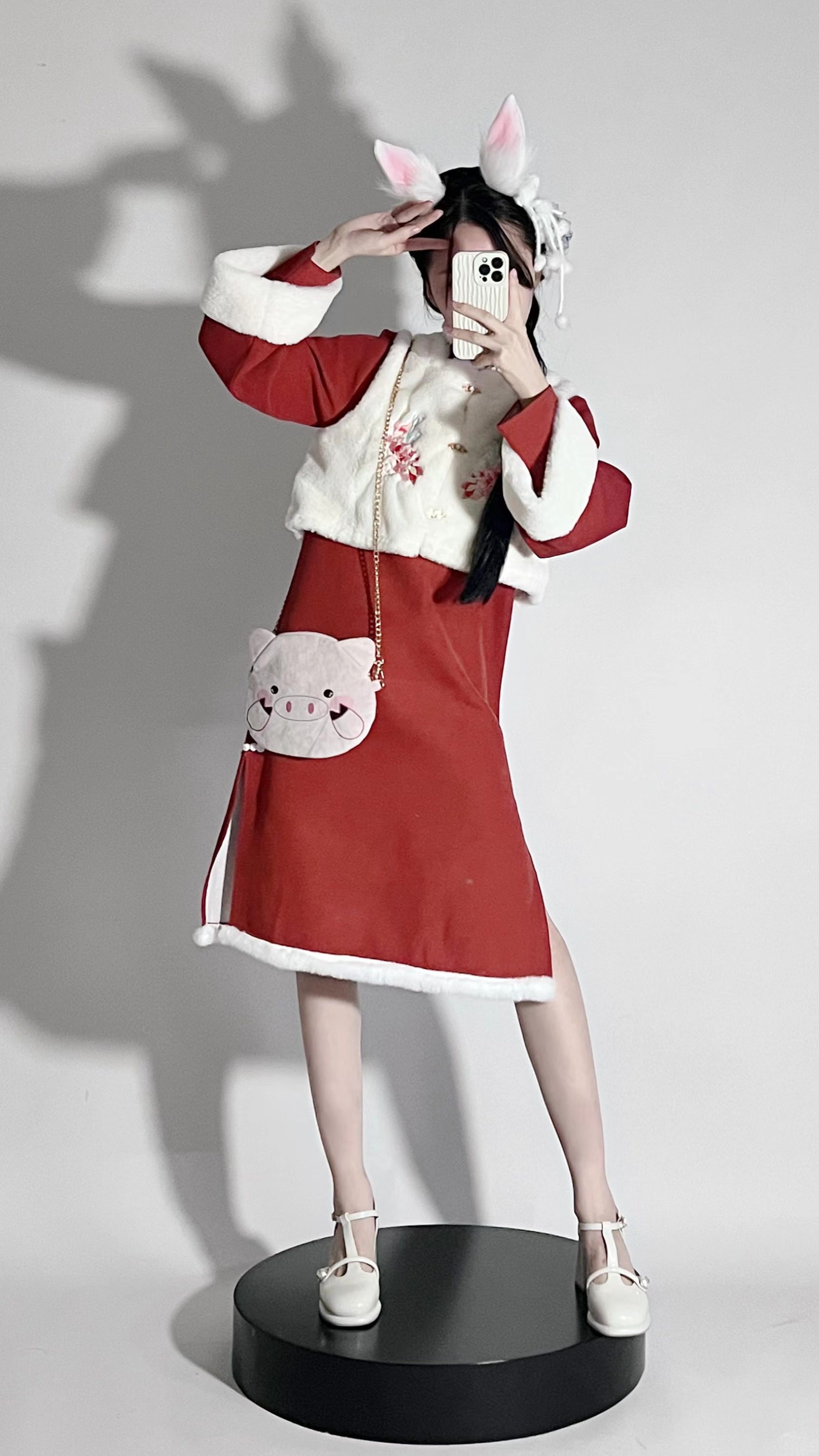 宴清都汉服原创旗袍女改良冬款加绒加厚马甲国风少女温柔刺绣套装,淘宝优惠券,粉丝福利购,淘宝优惠卷