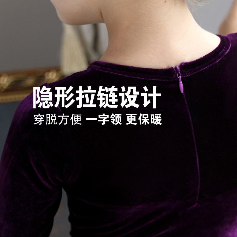 中国舞秋冬季长袖金丝绒女童体操服 妙靓儿童演出服