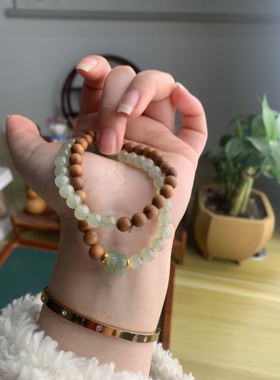 上岸莲花和田玉老山檀手串多圈