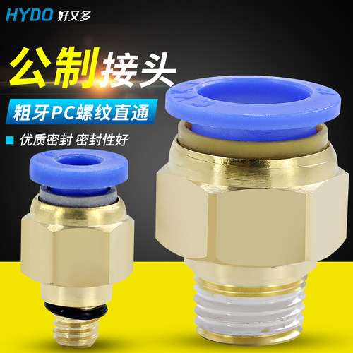 气管接头带螺纹快插模具配件水嘴快速PC气动公制粗牙英制细丝水咀 - 图0