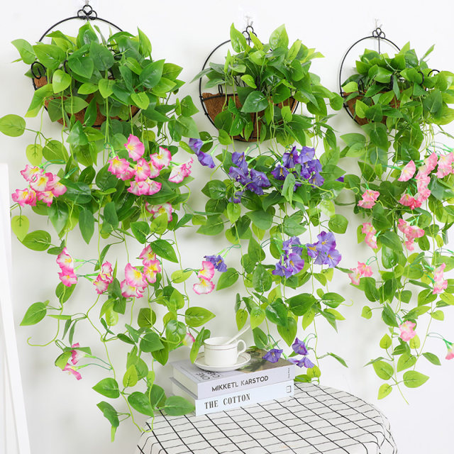 Fake flower wall-mounted trumpet flower decoration decorative spider plant hanging basket