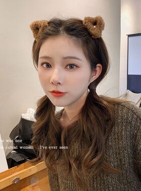 猫耳毛绒发夹前额刘海小号