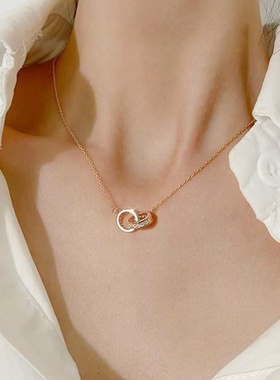 IDO18K金爱心双环项链