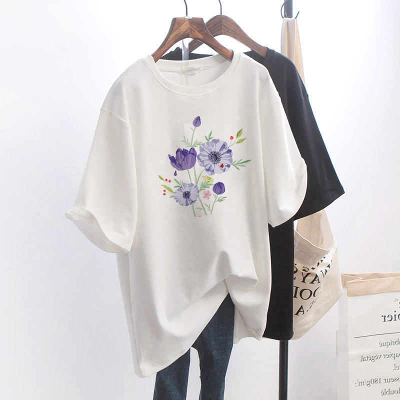【衡雅烫画】清新淡雅花朵T恤图案热转印柯式定制烫画DIY衣服贴_虎窝淘