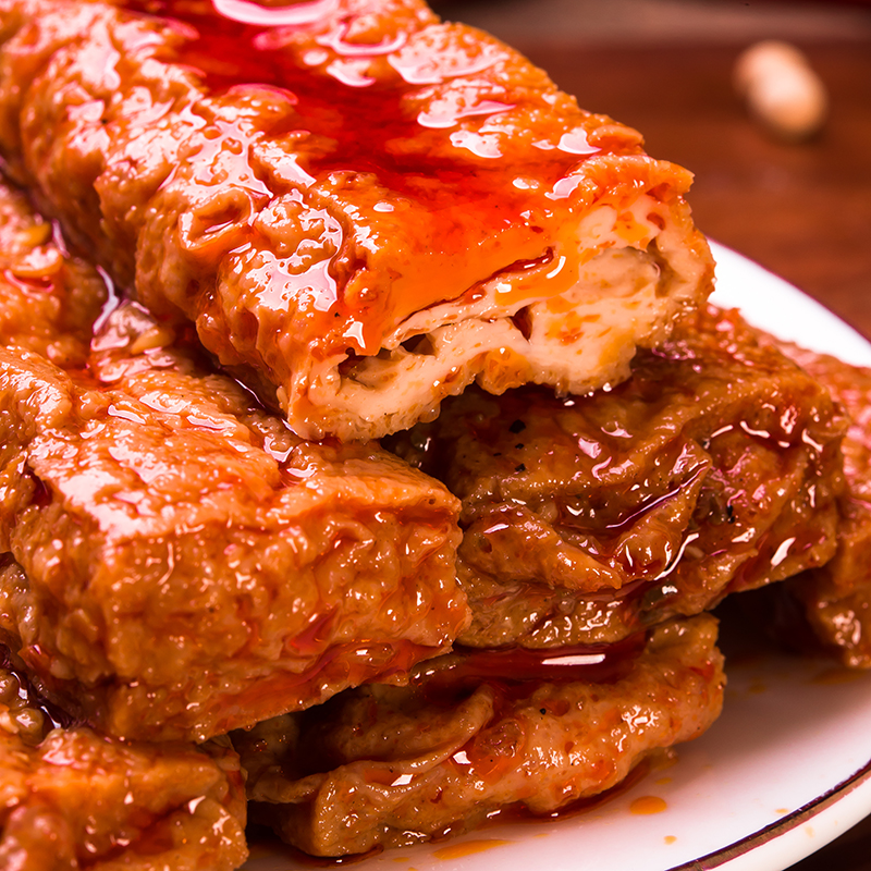 湘满嘴虎皮豆干爆汁豆腐湖南特产即食卤香干解馋休闲麻辣零食小吃 - 图0