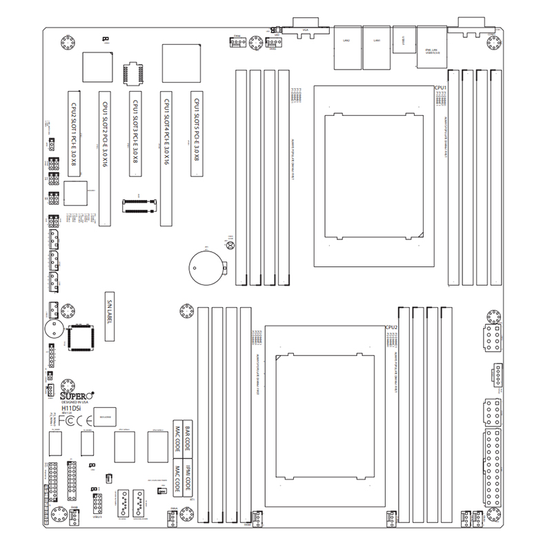 全新超微H11DSI双路主板支持AMD EPYC7002 ROME CPU7742 7542-图2