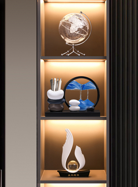 时来运转流沙画笔筒摆件酒柜轻奢