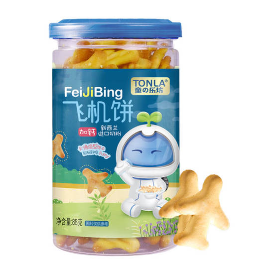 （2罐包邮）童乐坊飞机骨头饼蘑菇动物饼干88g/罐 零食磨牙饼干