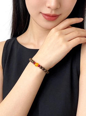 沉香手串女款文玩木头手链小米珠