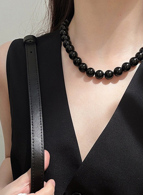 天然黑玛瑙时髦小众串珠项链