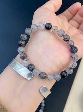 巴西天然黑发晶水晶手链时尚手串