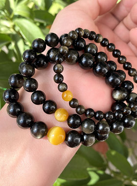 收藏精品双眼天然金曜石手链