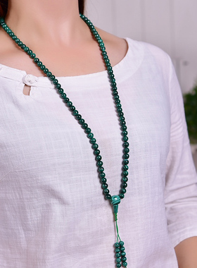原矿天然双眼孔雀石108颗佛珠