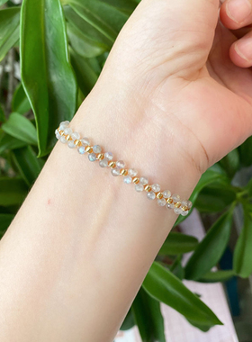 女天然灰月光拉长石简约手链