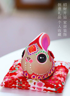 手工兔儿爷小泥人泥塑摆件吉兔坊