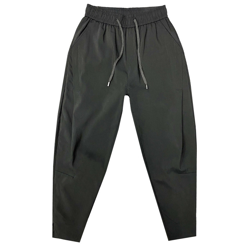 夏季薄款冰丝裤子男九分裤脚开叉纯色净版小脚哈伦裤宽松休闲裤潮,淘宝优惠券,粉丝福利购,淘宝优惠卷