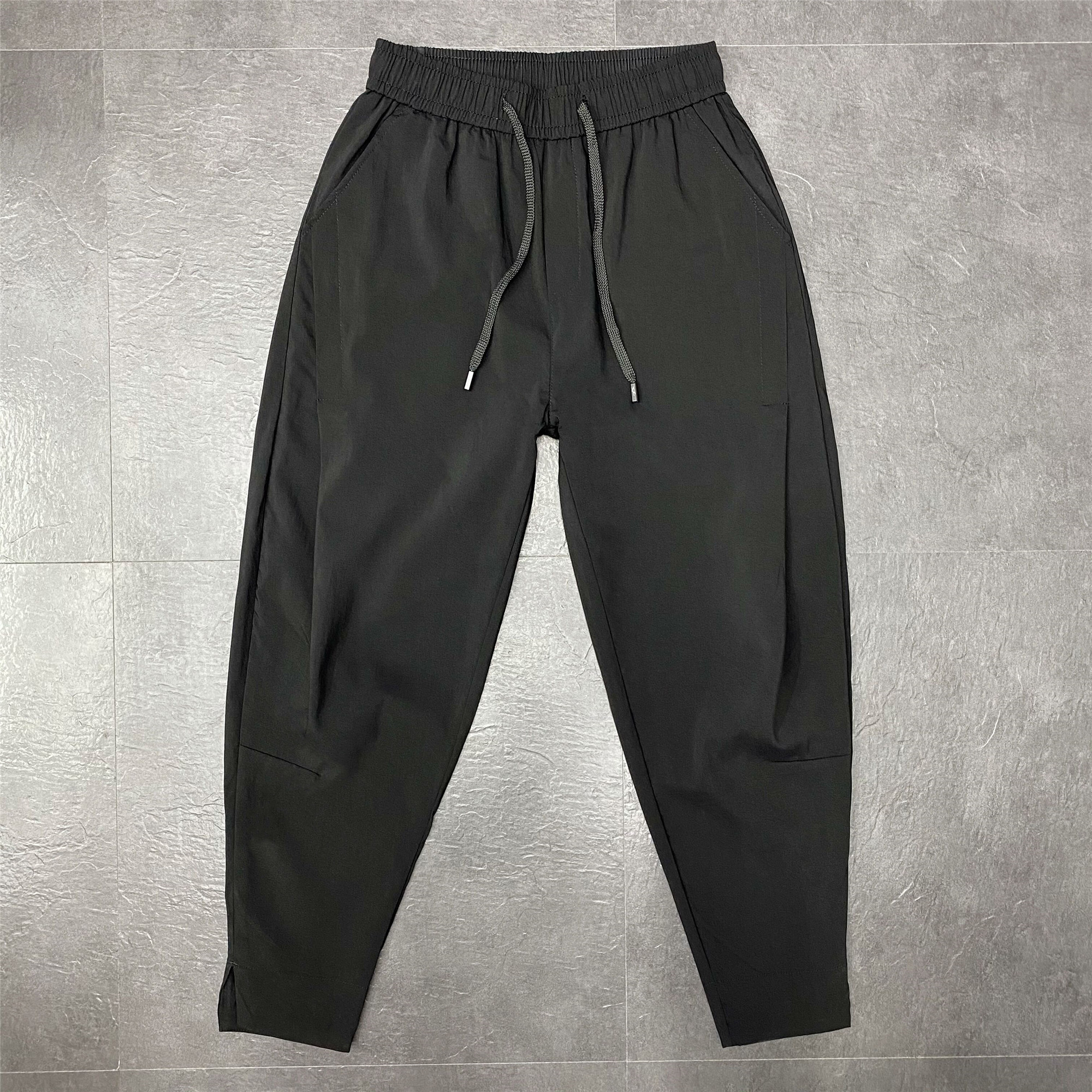 夏季薄款冰丝裤子男九分裤脚开叉纯色净版小脚哈伦裤宽松休闲裤潮,淘宝优惠券,粉丝福利购,淘宝优惠卷