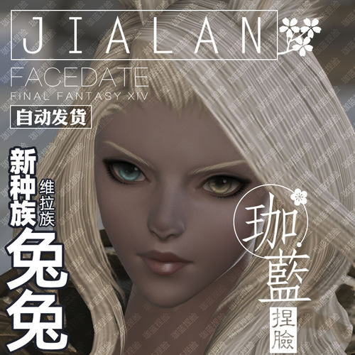 【珈蓝】最终幻想14 ff14捏脸数据 维拉族兔子族黑兔悠悠兔女兔娘 - 图1