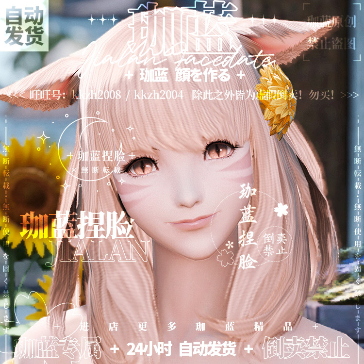 【珈蓝】最终幻想14 ff14捏脸数据脸型猫魅族猫女猫娘日猫甘霖-图2