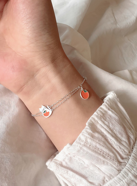 猫蛰S999足银原创柿柿如意手链