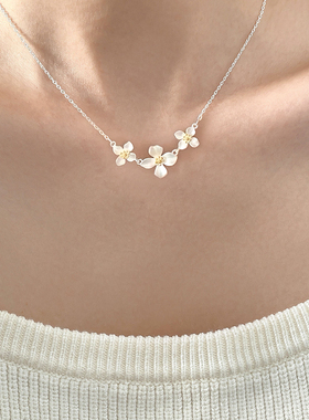 猫蛰S999足银栀子花项链