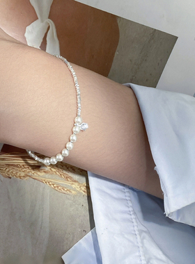 猫蛰S925纯银单钻施家珠碎银手链