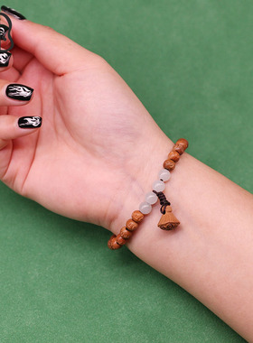 原创女士桃木雕刻莲蓬民族风手链