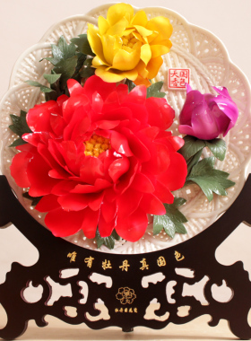 10寸洛阳瓷器花盘工艺带礼盒摆件