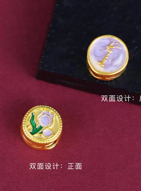 保色沙金紫色郁金香手串转运珠花朵手链串珠隔珠项链吊坠diy配件