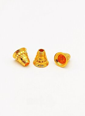 沙金连珠纹佛塔头文玩三通塔帽手工DIY手持手串女佛珠配饰配件