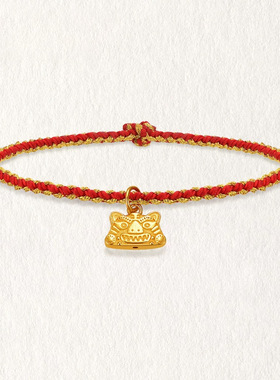 古法沙金祥虎兽手链提溜吊坠生肖本命年手串转运珠DIY配件