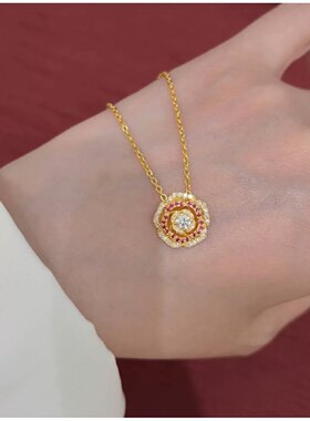 归真居沙金玫瑰花吊坠项链女款配饰品高级感轻奢小众颈链百搭锁骨