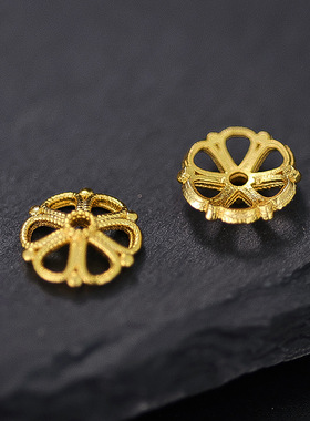 保色沙金花丝手工金花托隔片女生DIY配件金圈隔珠手链转运珠饰品