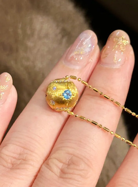 沙金星芒万花筒转运珠手串通孔微镶锆石项链吊坠拉丝球配件