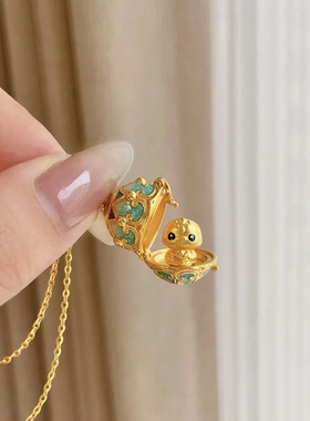 金臻沙金萌吉蛇吊坠可转动本命年蛇蛋项链百灵蛇转运串珠女滴溜