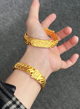 2026新款金店同款新中式国风金工吉言拍马鞭手链貔貅扣男手饰